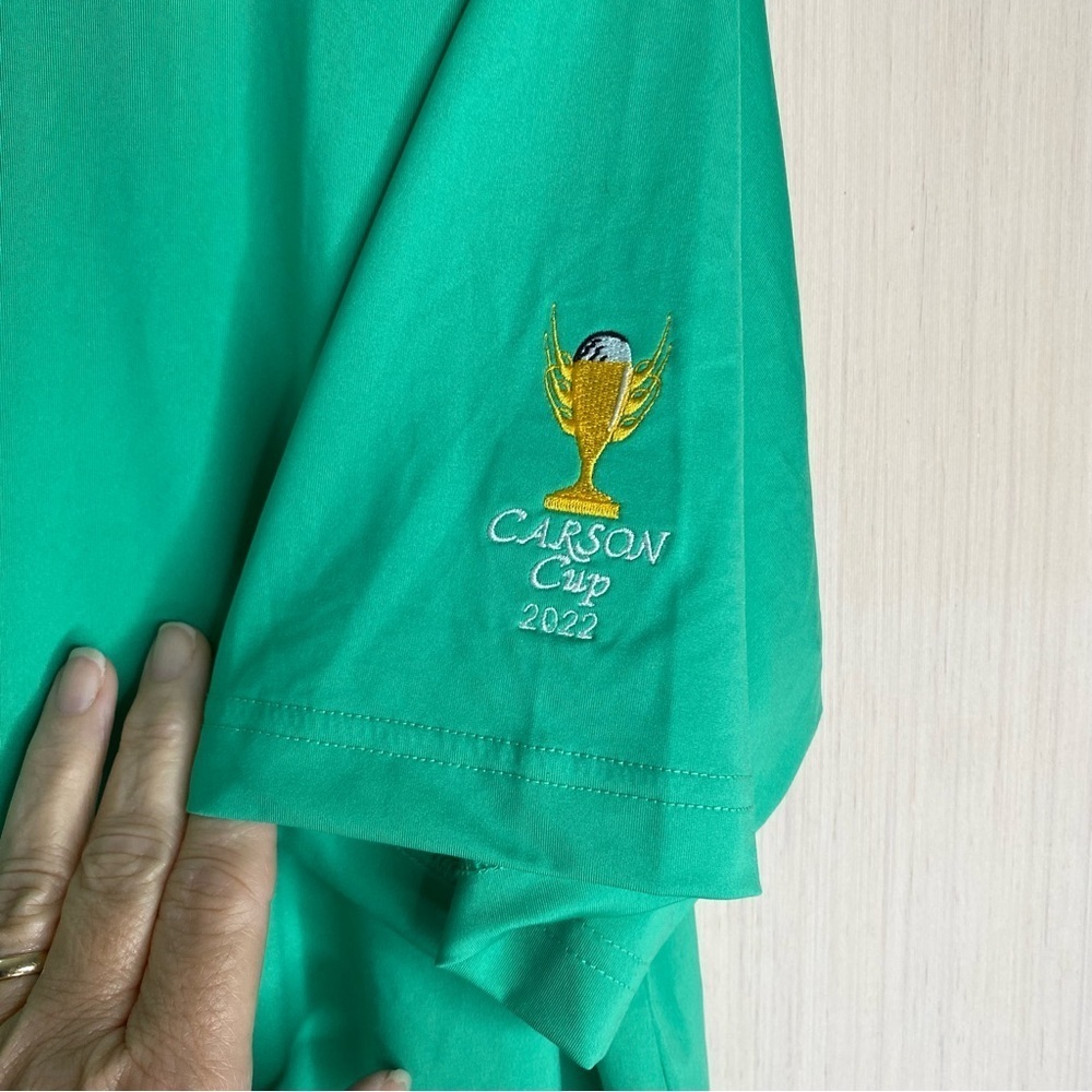Foot Joy Men's Spiral Trim Polo Golf Shirt ProDry Green Navy Carson Cup 2022 XL - Picture 6 of 9